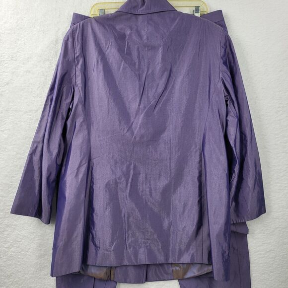 LAFAYETTE NY 148 womens 16 purple cotton silk blend pants set (flawed) - Picture 3 of 15